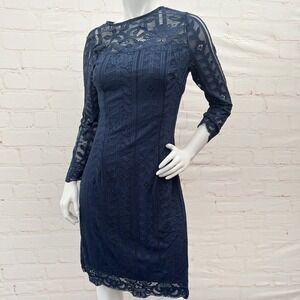 Noctflos Women Floral Lace Long Sleeve Bodycon Pencil Cocktail Party Dress L